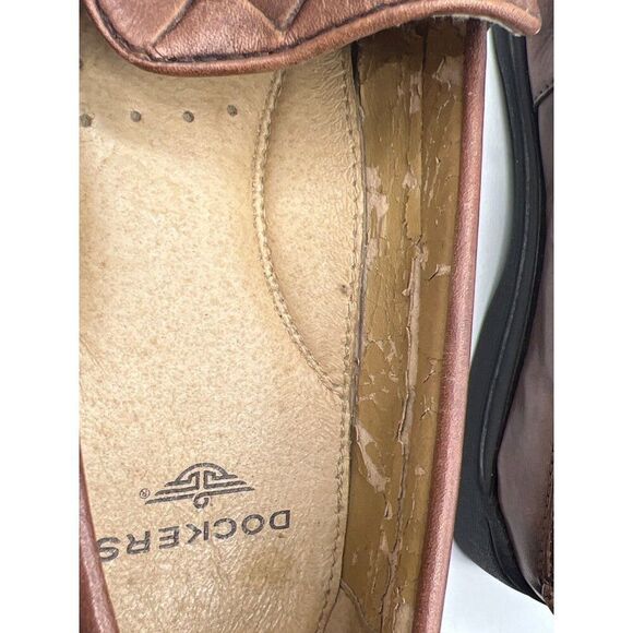 Dockers Brown Men’s Woven Leather Padded Loafers Size 10 - Picture 8 of 9
